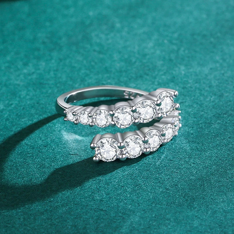 Ailmay Sterling Silver CZ Adjustable Stackable Ring
