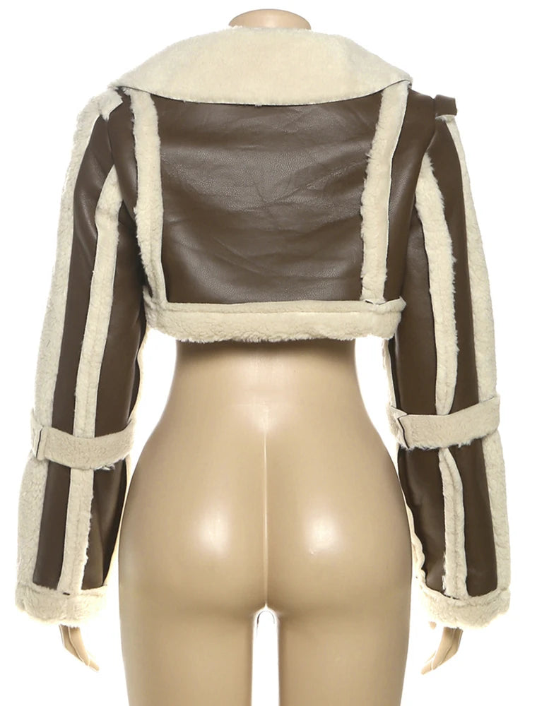 Furry Patchwork Crop Jacket