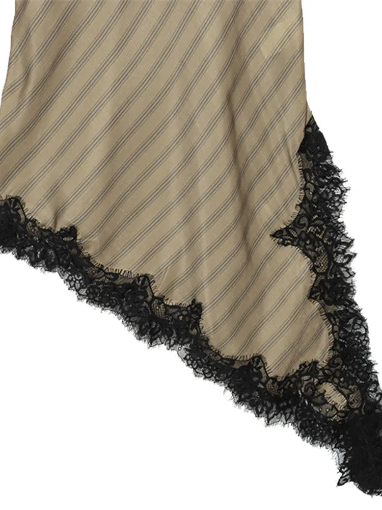 Lace Striped Sling Dress