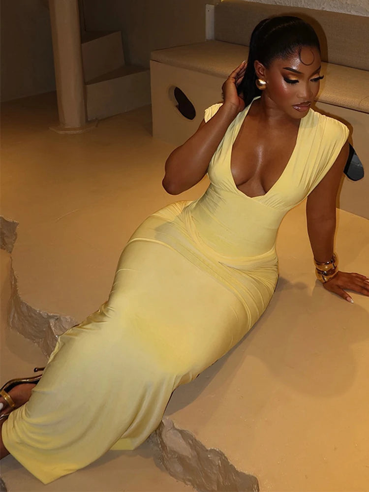 Ruched Bodycon Maxi Dress