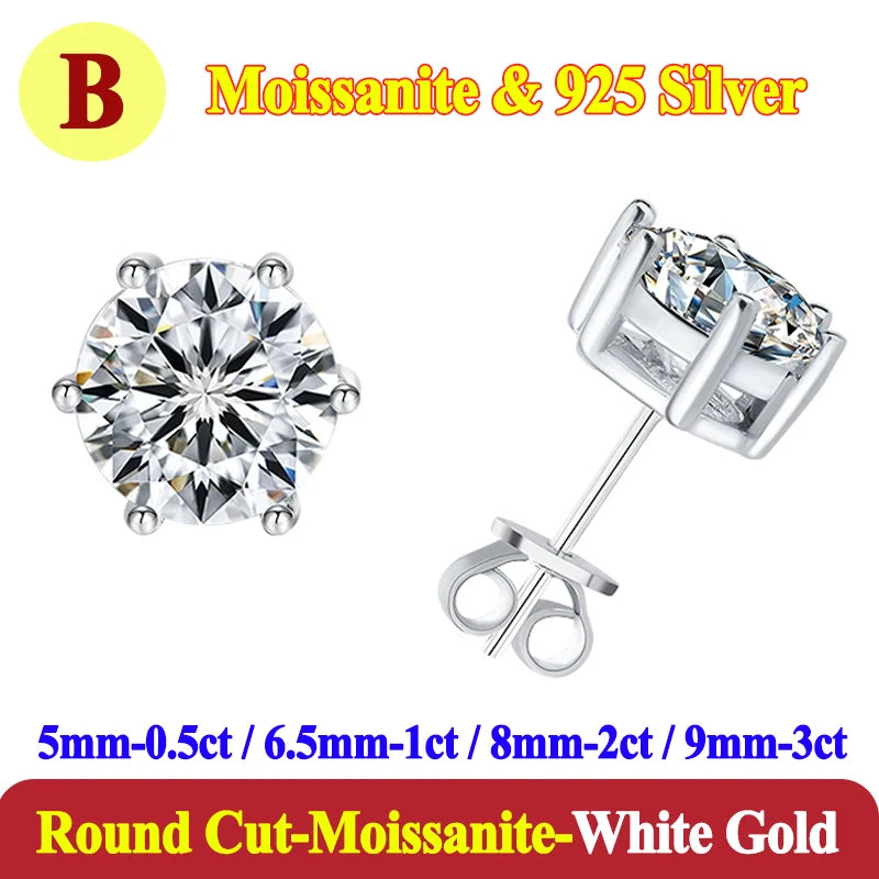 0.5-3 Carat Moissanite Studs