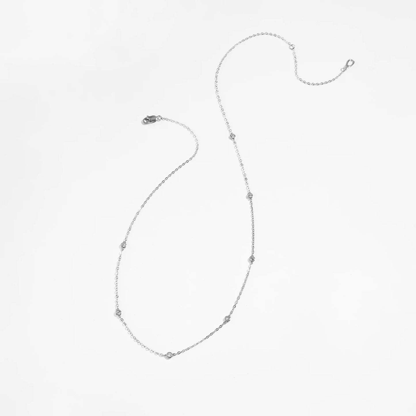 ANDYWEN Sterling Silver Round CZ Charm Choker