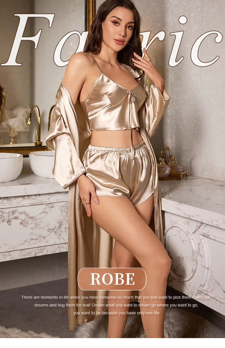 3PCS Satin Robe Set