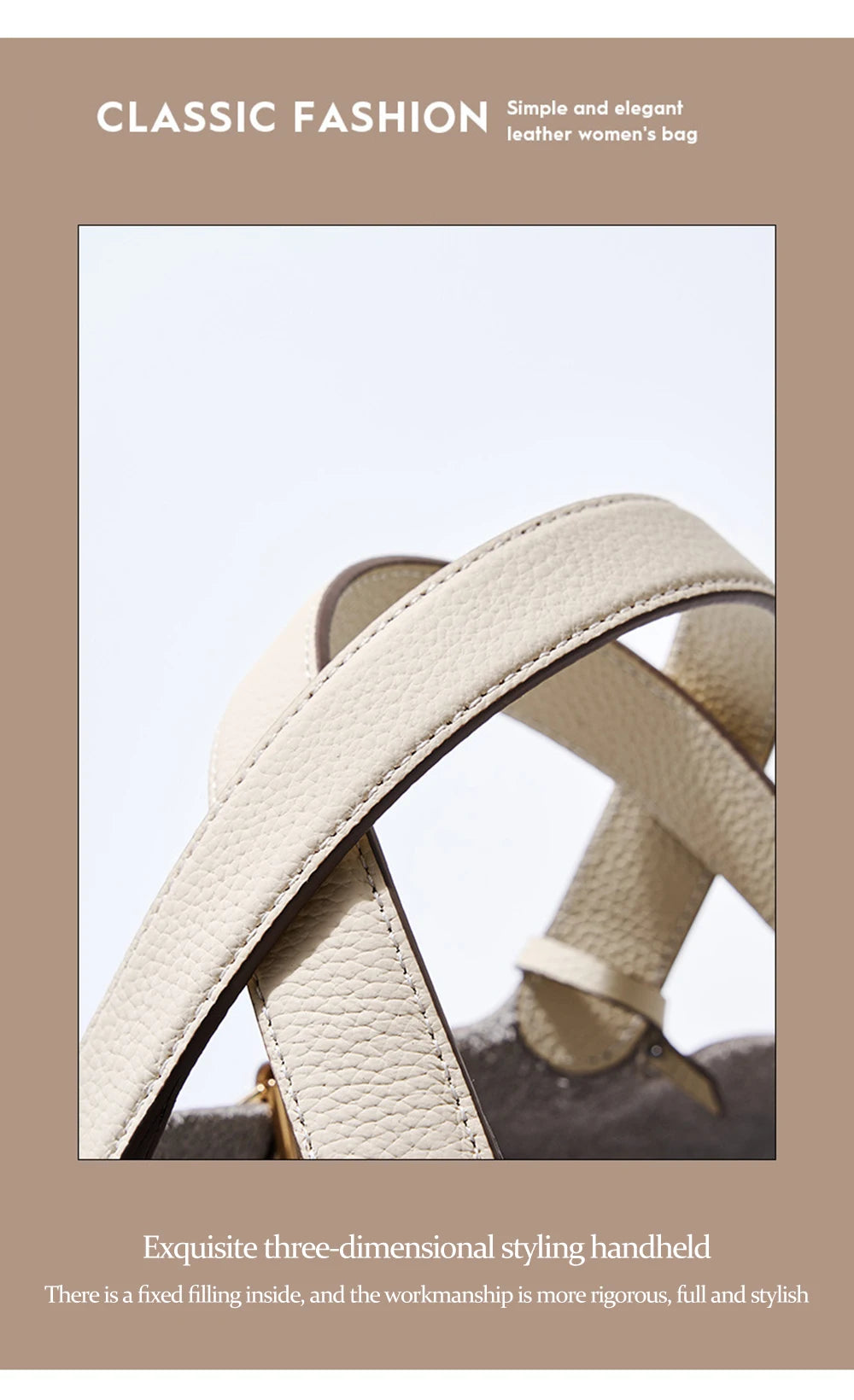 Genuine Leather Bucket Bag with Lock