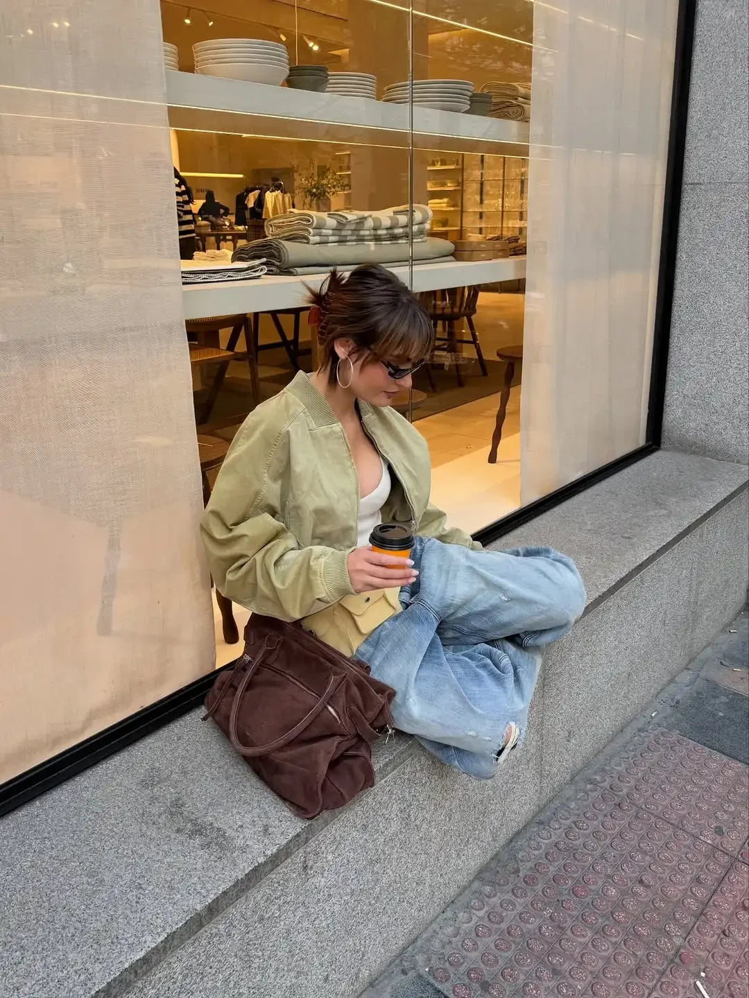 Khaki Cropped Bomber