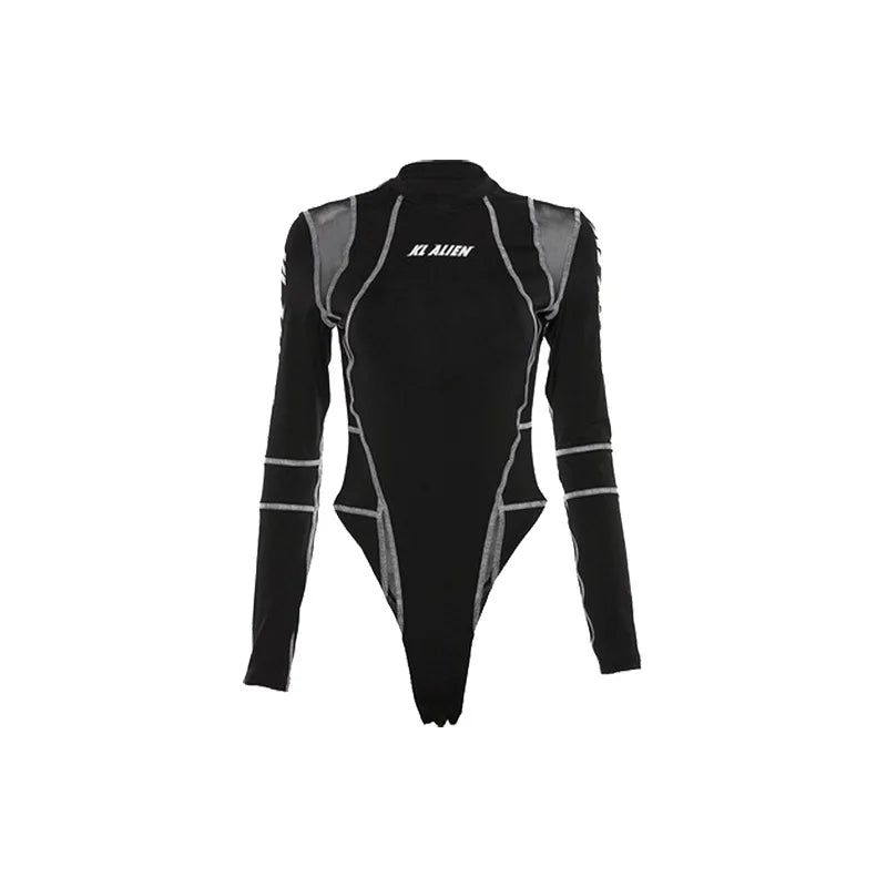 Mesh Colorblock Bodysuit