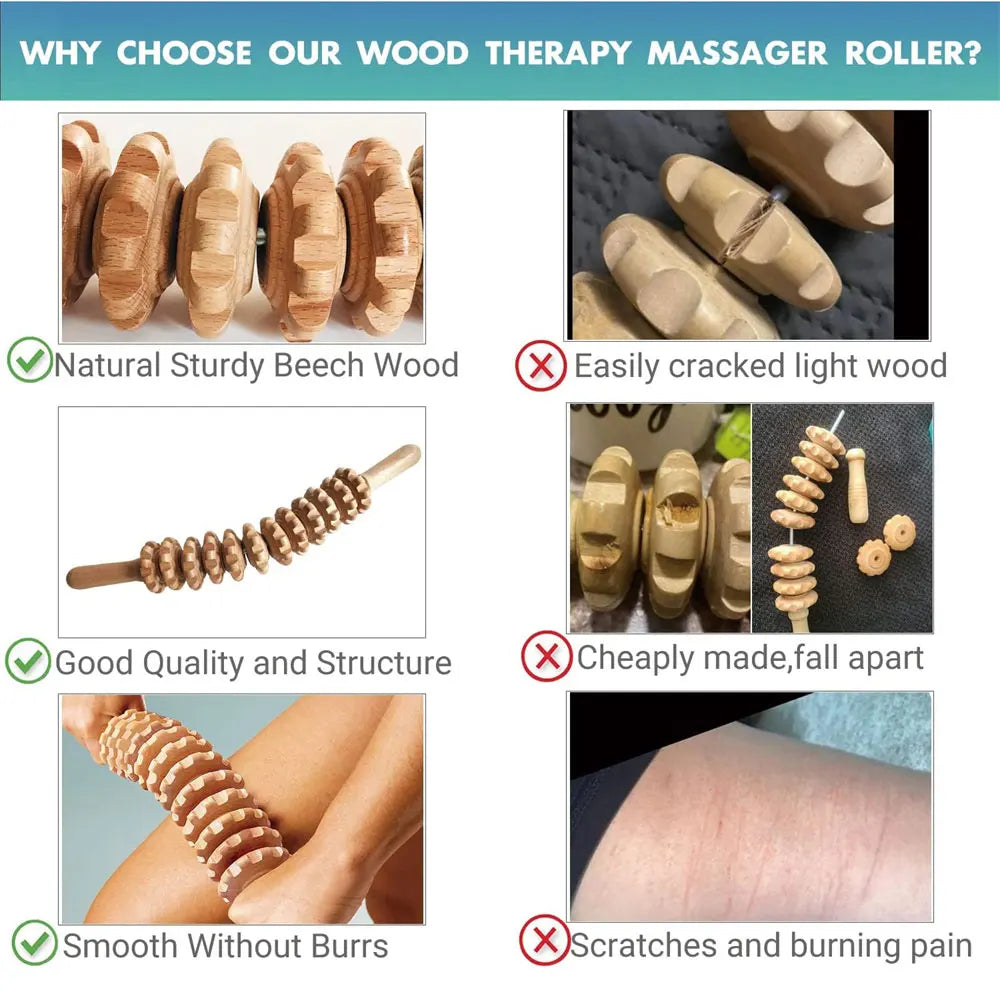Natural Curved Wooden Massage Roller for Waist and Thigh