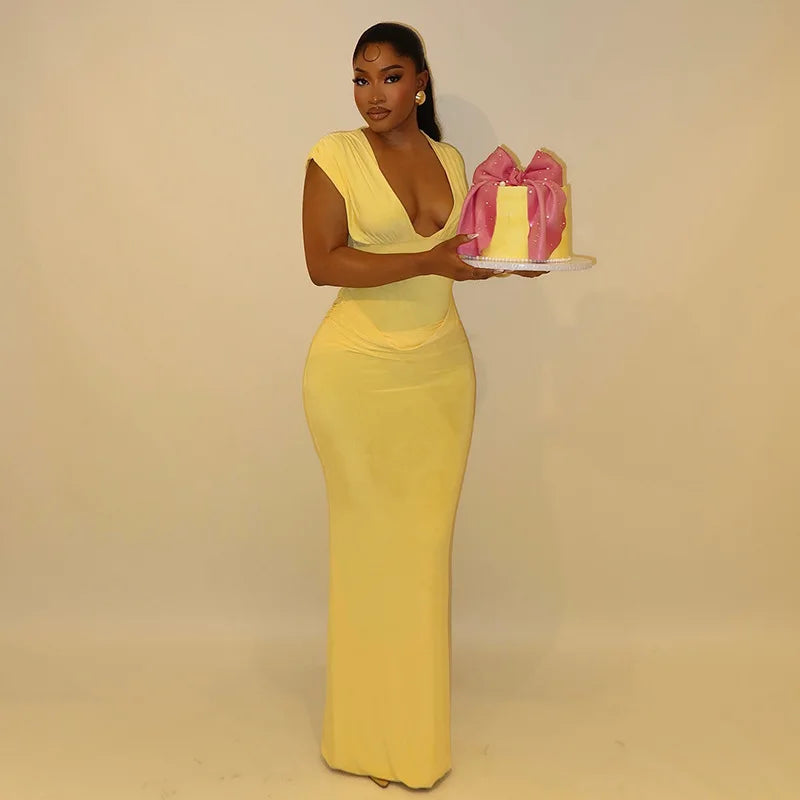 Ruched Bodycon Maxi Dress
