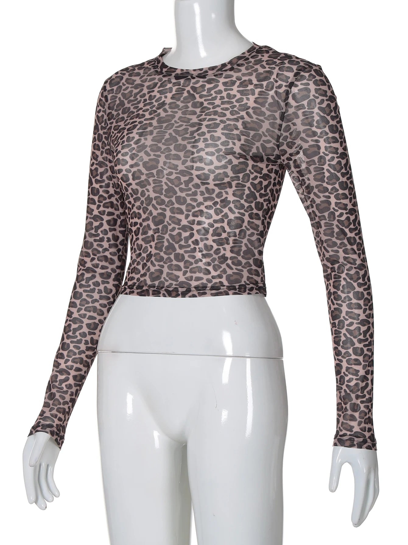 Leopard Bodycon Long Sleeve Crop