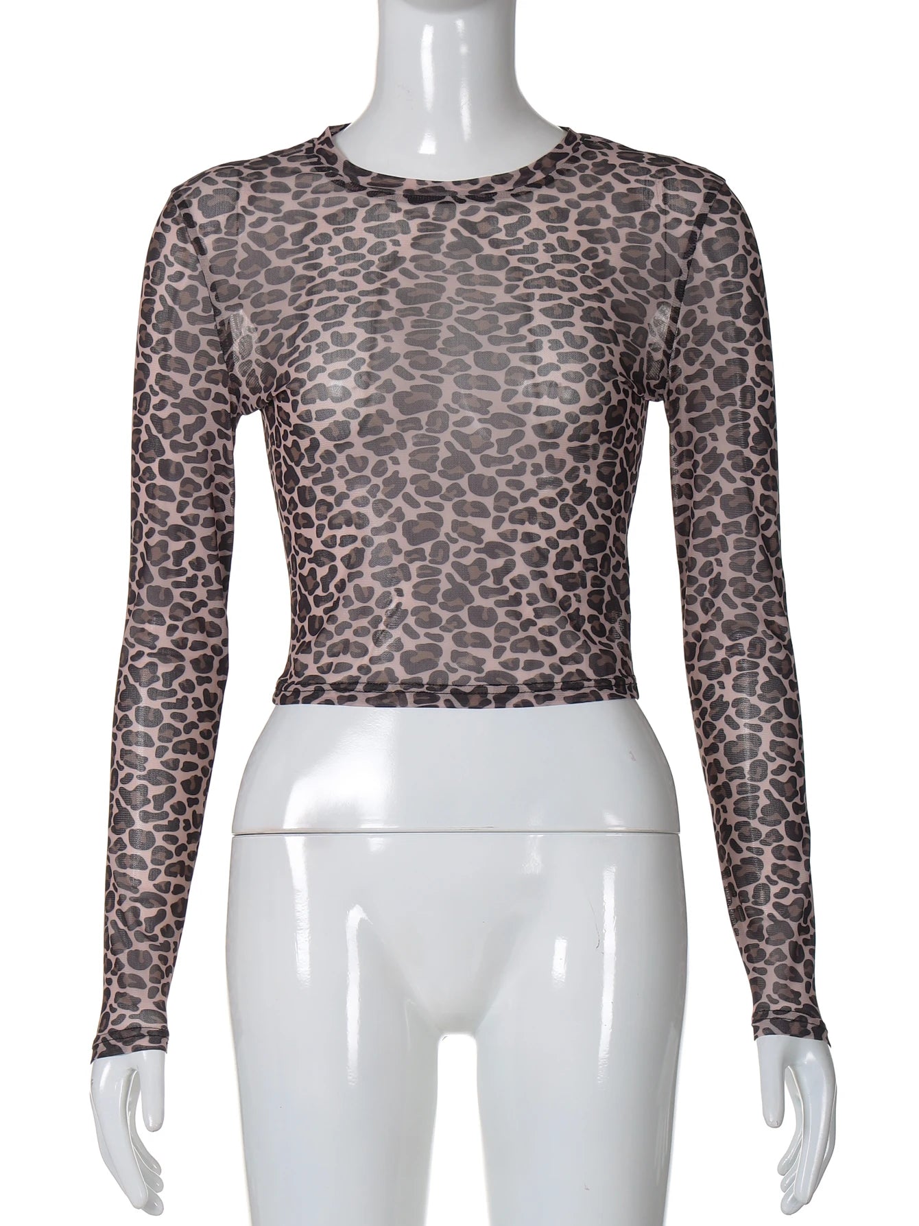 Leopard Bodycon Long Sleeve Crop