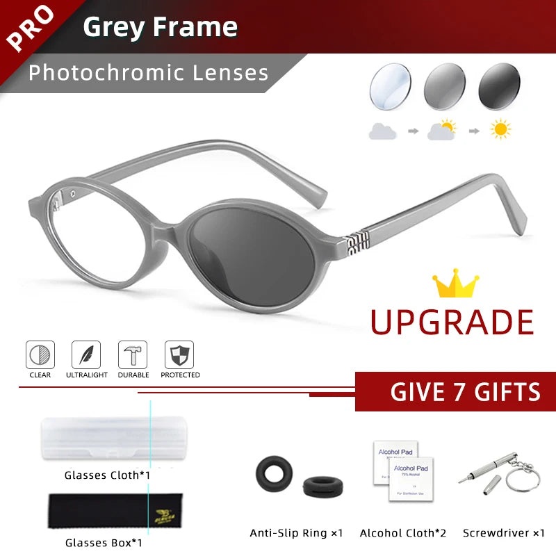 Retro Anti Blue Ray Photochromic Myopia Glasses