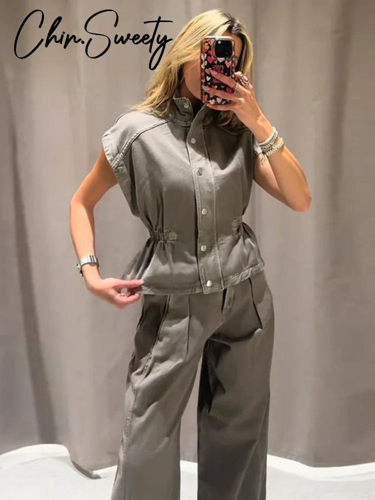 Denim Pant Set