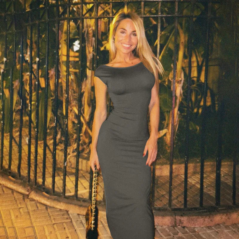 Short Sleeve Backless Dress