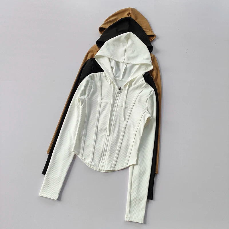 Fitted Ribbed Crop Zip