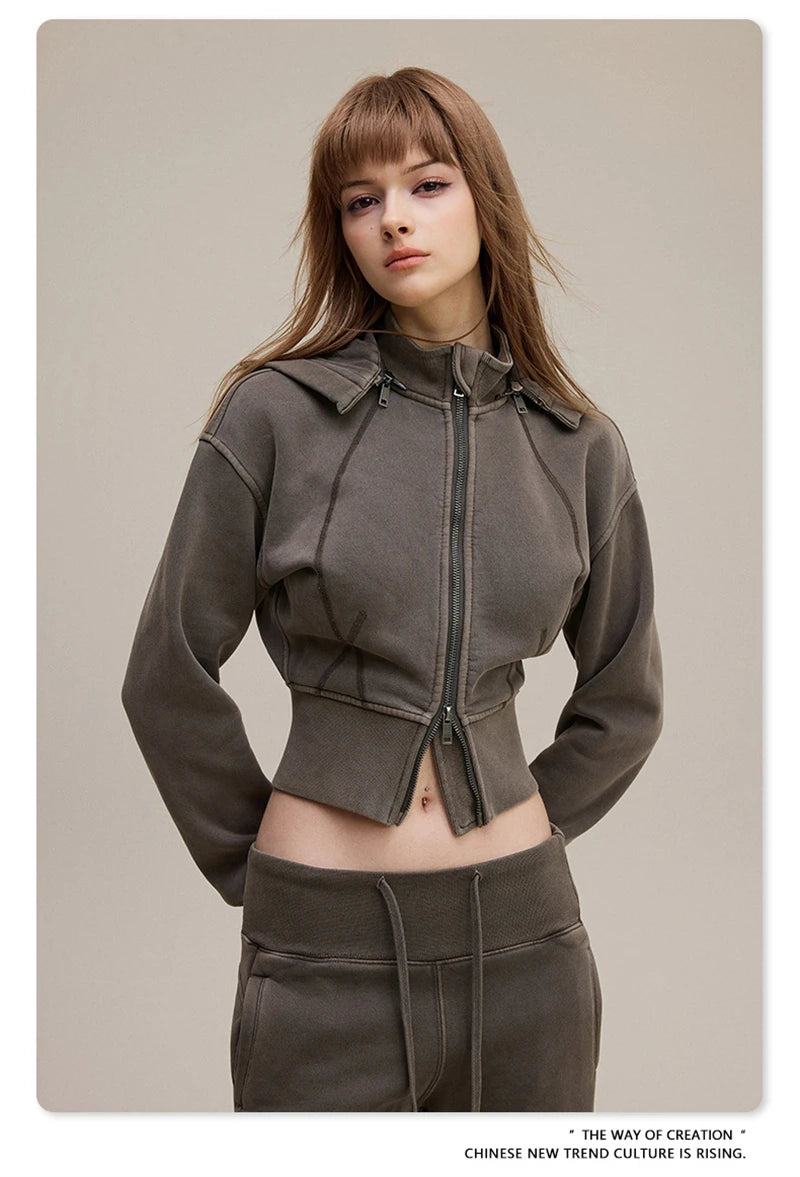Batik Washed Crop Hoodie