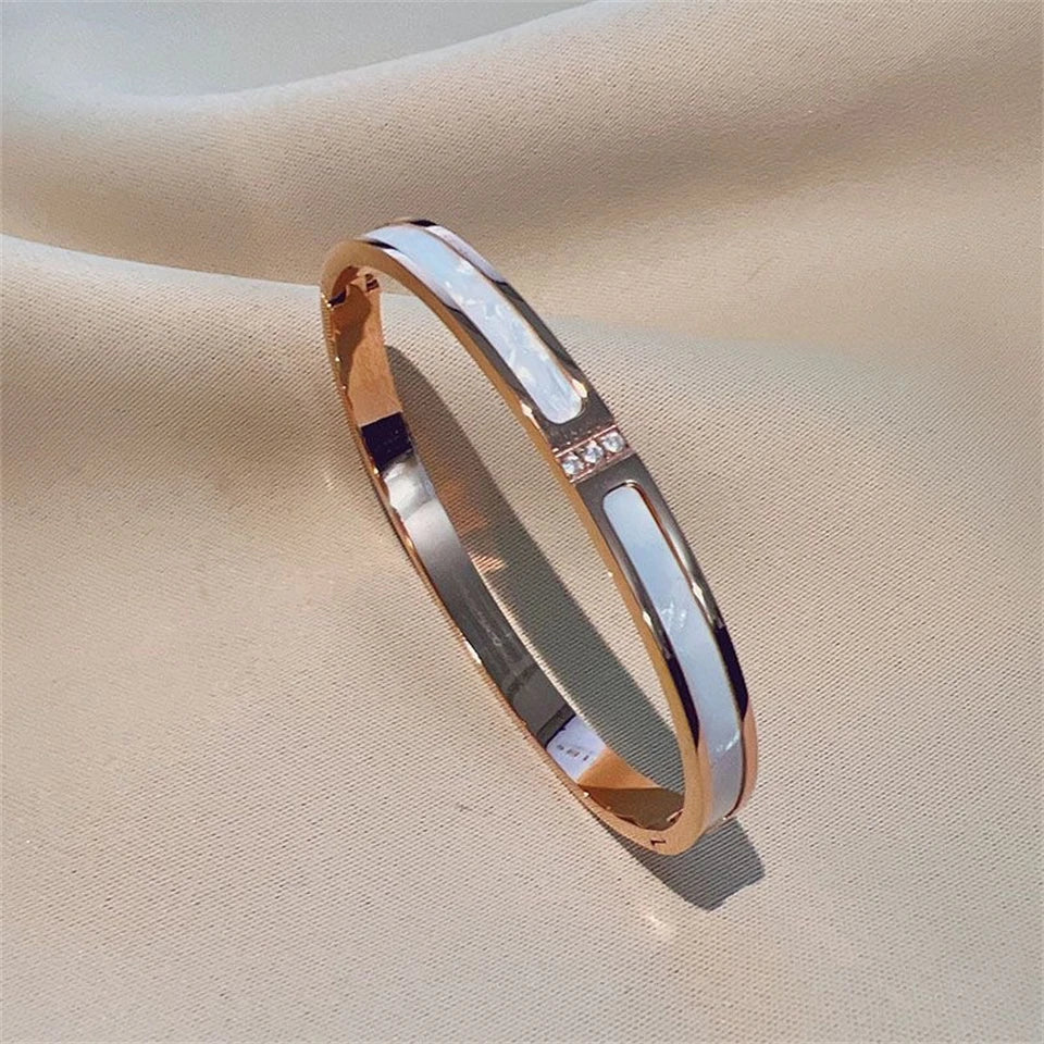 Sparkling Zirconia Stainless Steel Bracelets