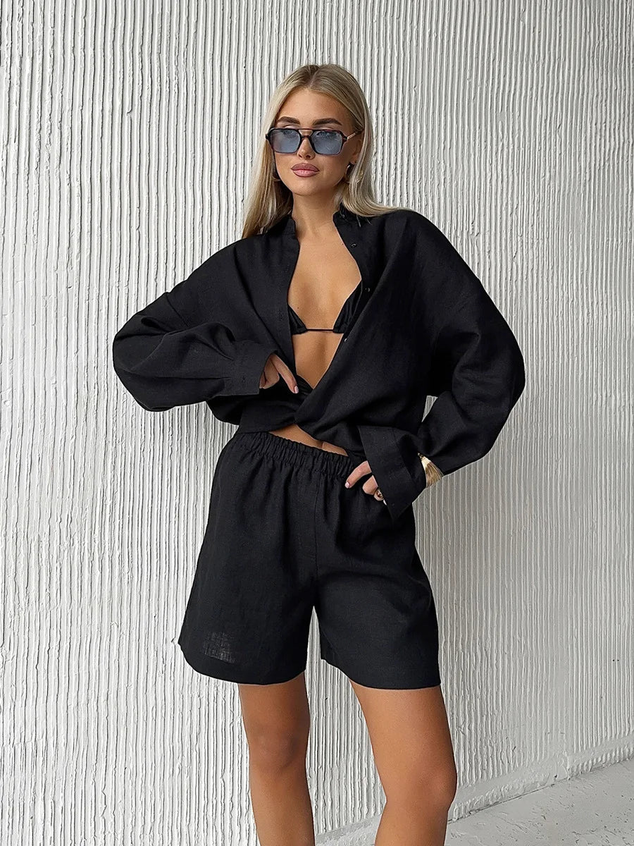 Casual Cotton Button Down Set
