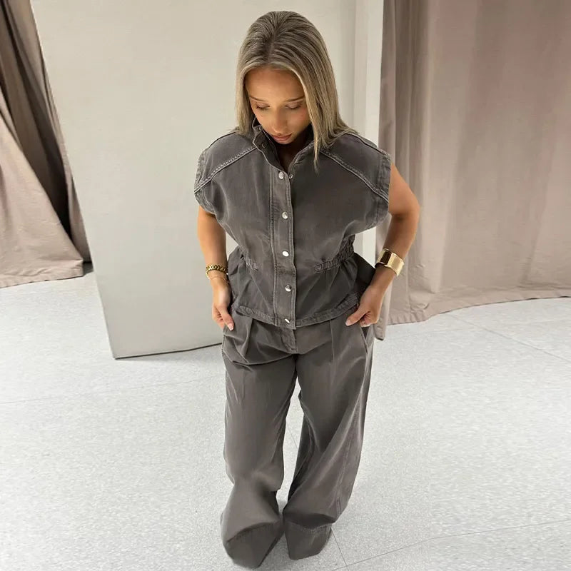 Denim Pant Set