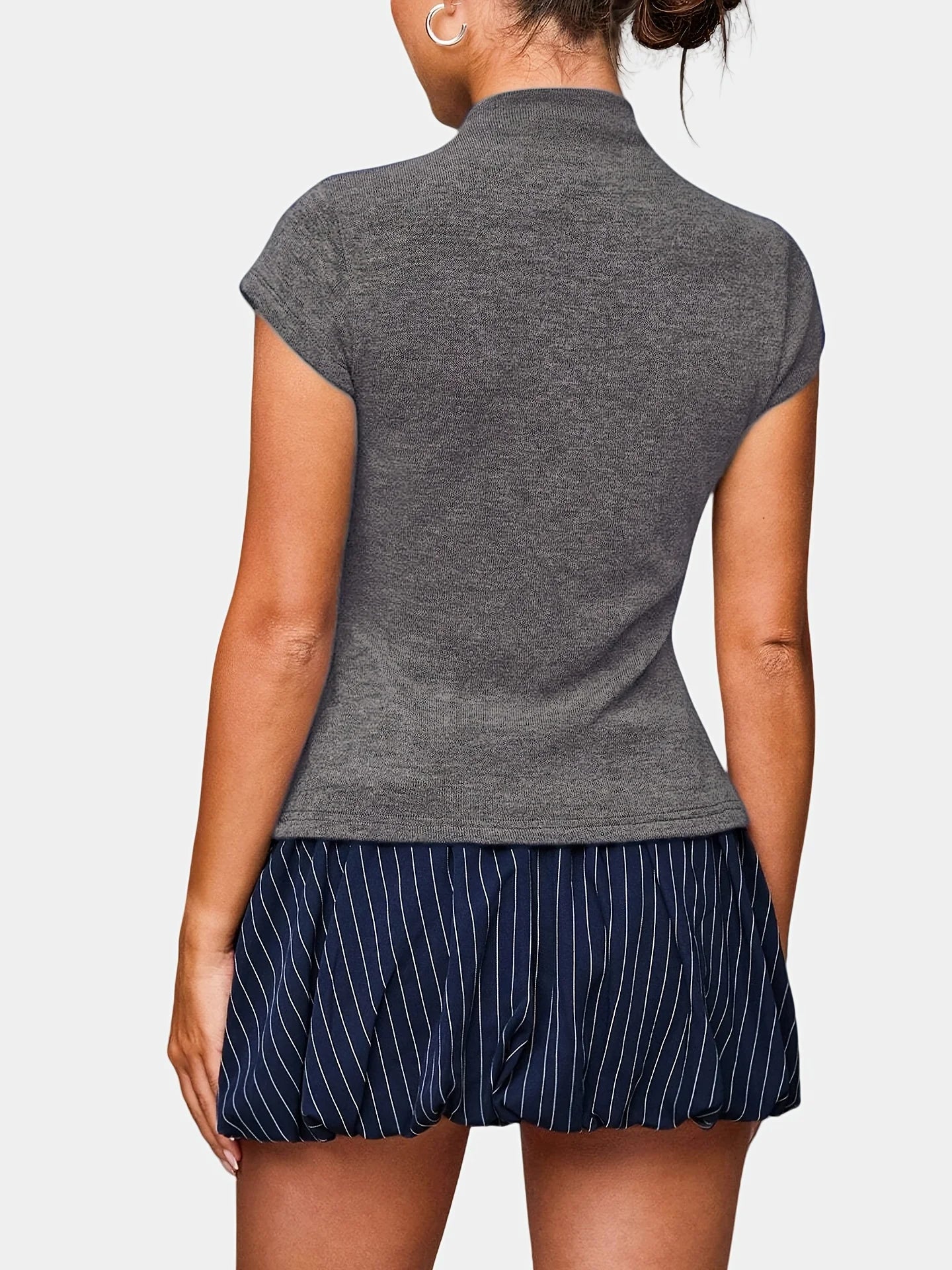 Short Sleeve Turtleneck Button up