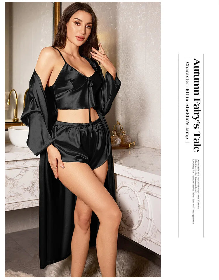 3PCS Satin Robe Set