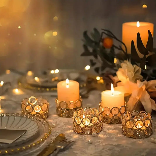 1/6pcs Crystal Tea Light Candle Holders