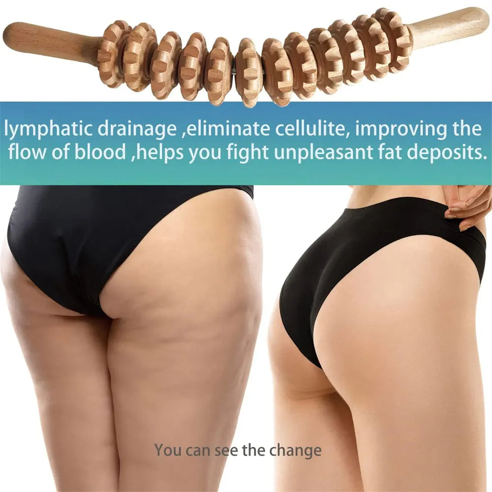 Natural Curved Wooden Massage Roller for Waist and Thigh