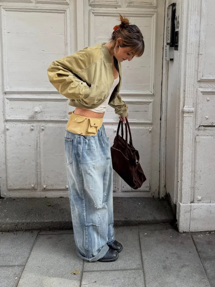 Khaki Cropped Bomber