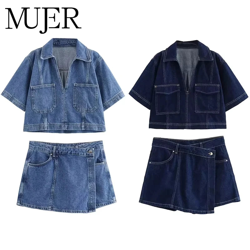 Denim Crop and Skort set