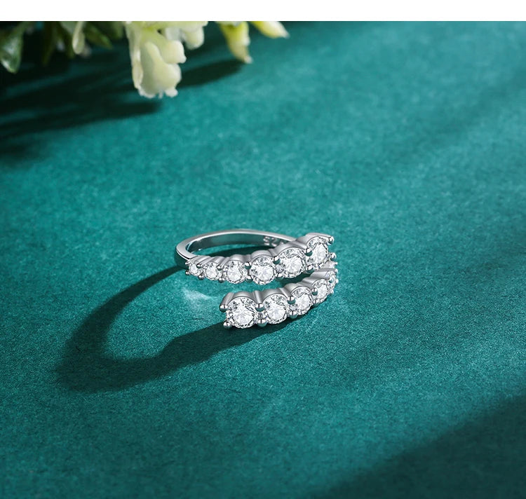 Ailmay Sterling Silver CZ Adjustable Stackable Ring