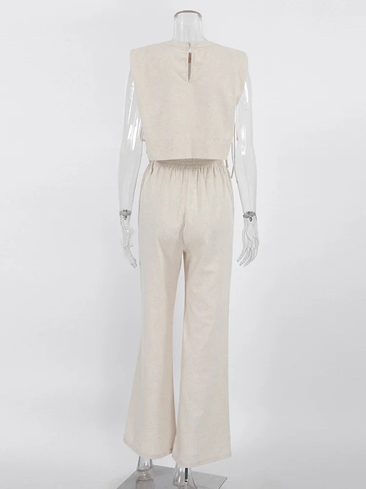 Linen Crop & Pants Set