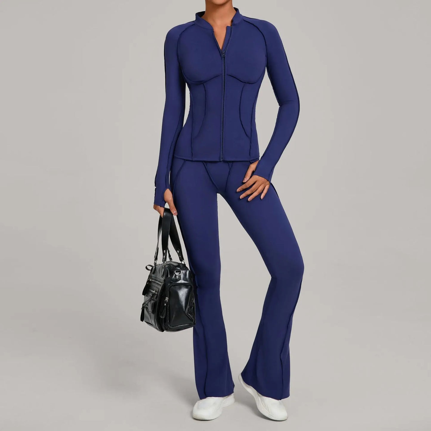 Zip up Flared Leggings Yoga Set