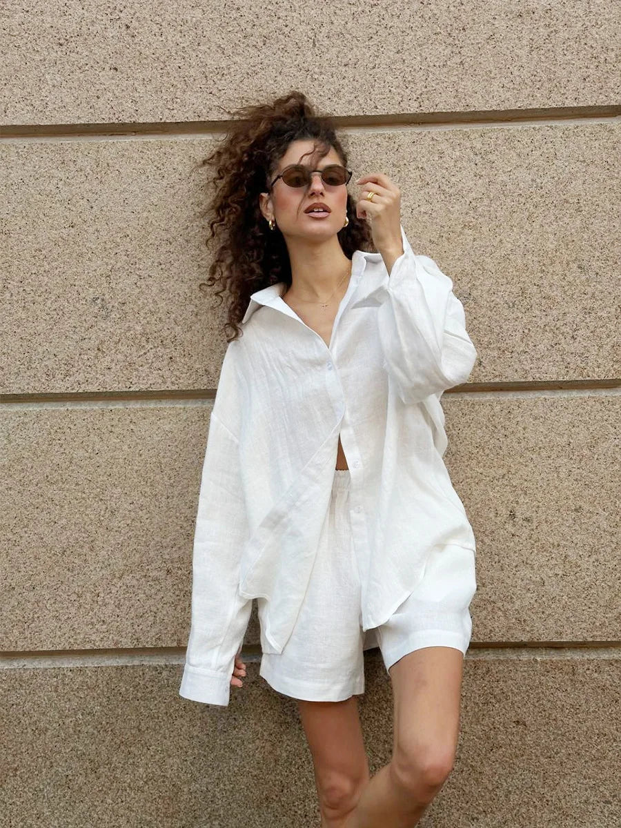 Casual Cotton Button Down Set