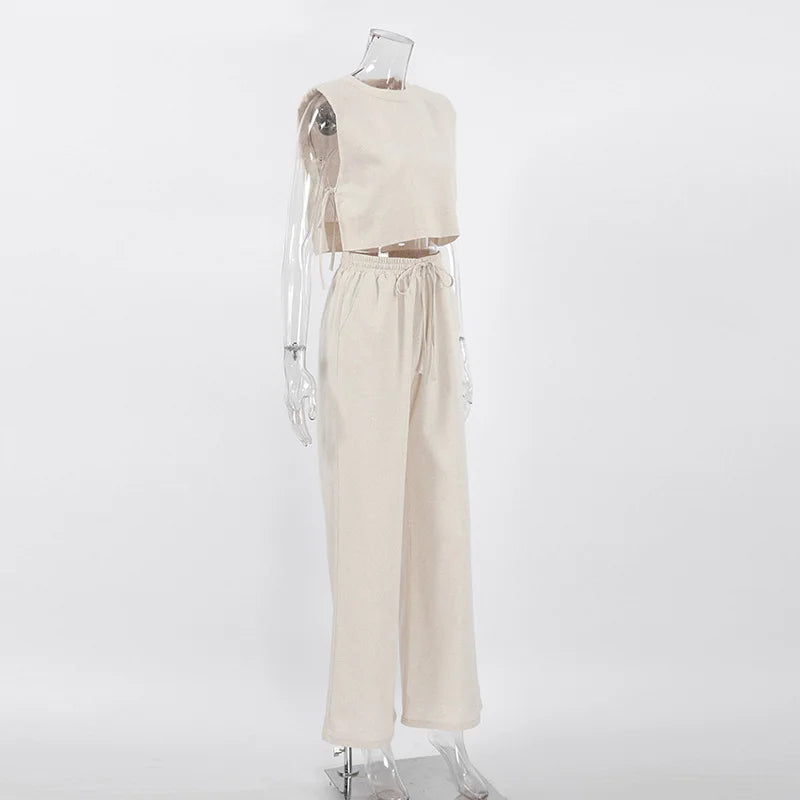 Linen Crop & Pants Set