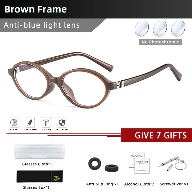 Retro Anti Blue Ray Photochromic Myopia Glasses