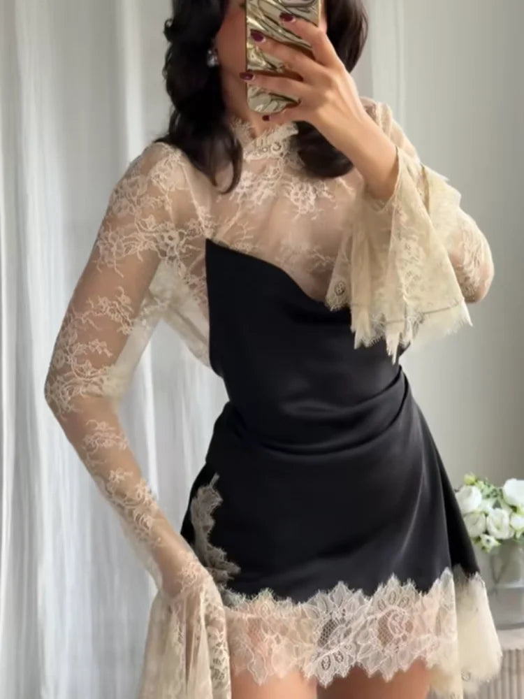 Lace Patchwork Mini Dress