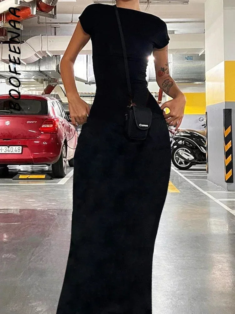 Short Sleeve Backless Dress