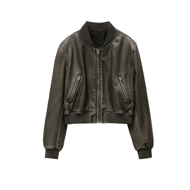 Vintage Washed Leather Bomber
