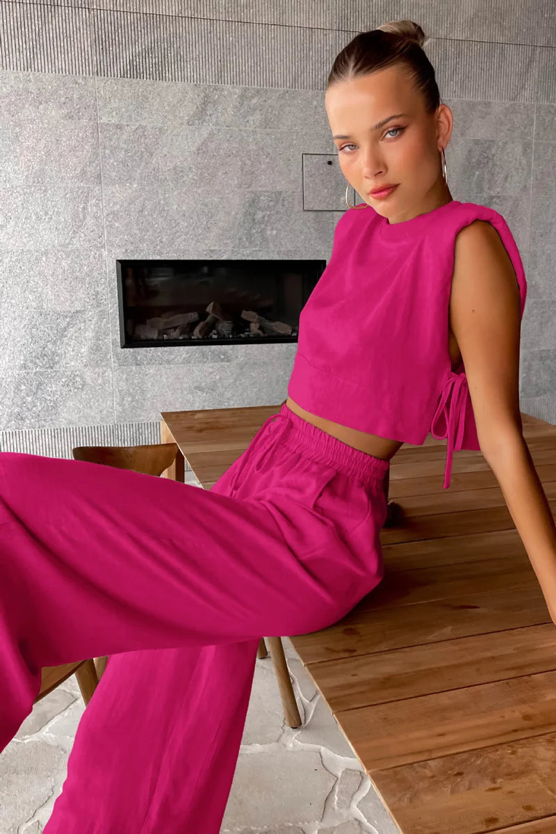 Linen Crop & Pants Set