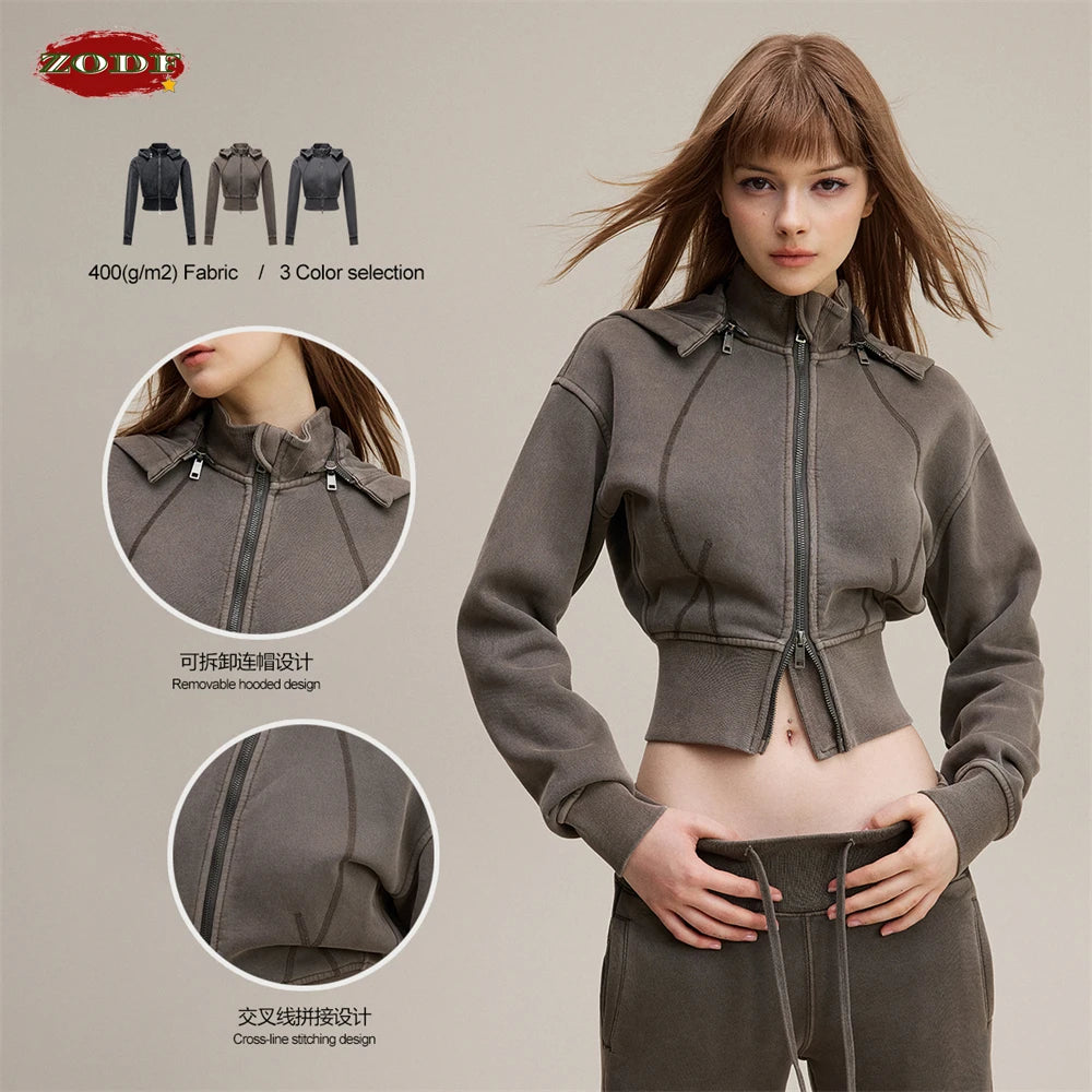 Batik Washed Crop Hoodie