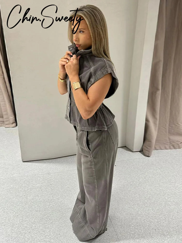 Denim Pant Set
