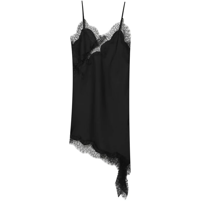 Lace Asymmetric Slip Dress