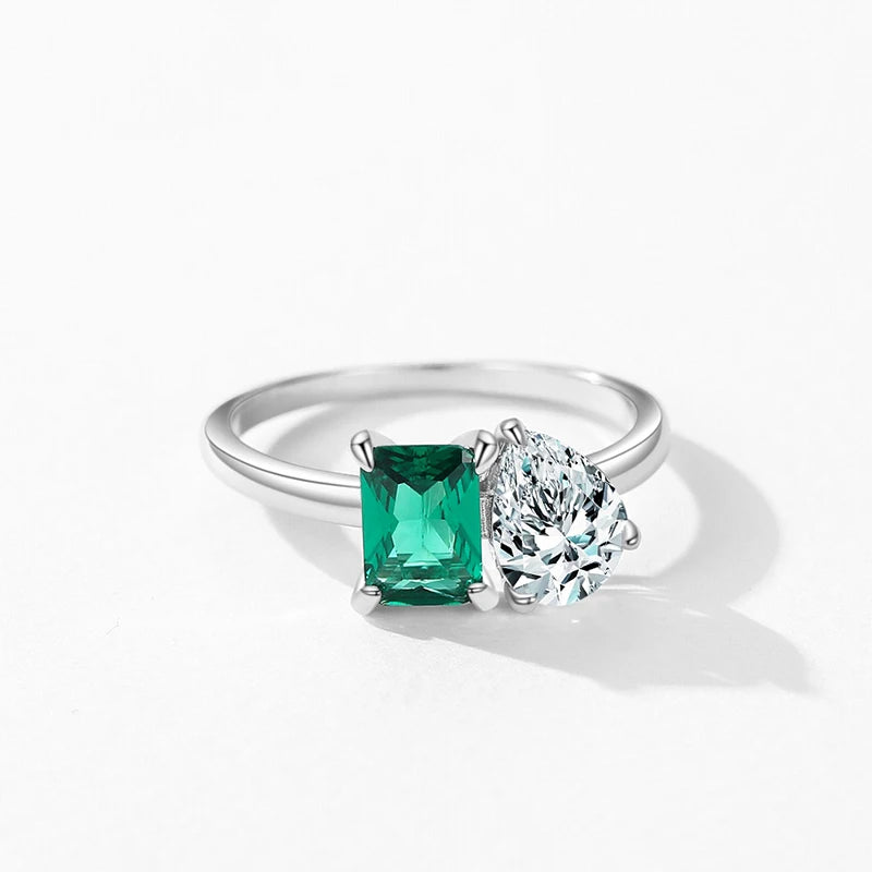 Sterling Silver Green Zirconia Ring