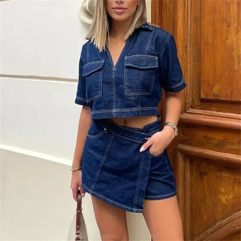 Denim Crop and Skort set