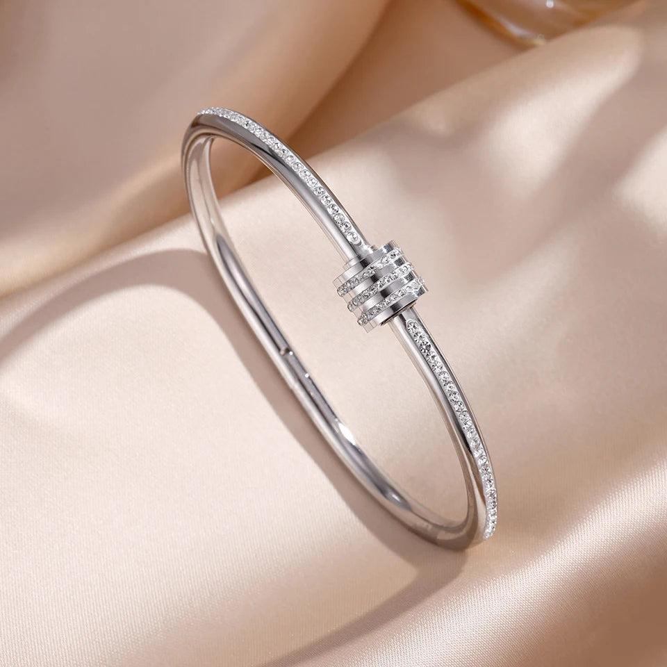 Sparkling Zirconia Stainless Steel Bracelets