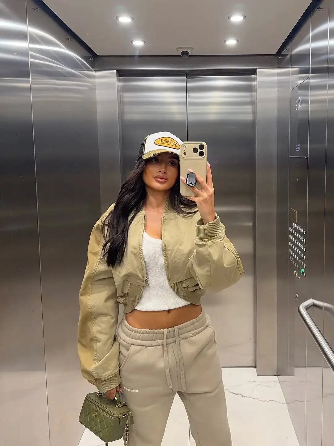 Khaki Cropped Bomber
