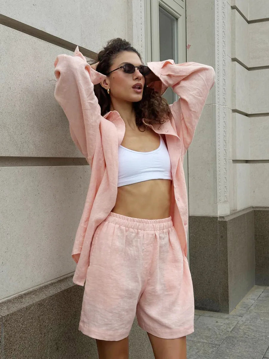 Casual Cotton Button Down Set