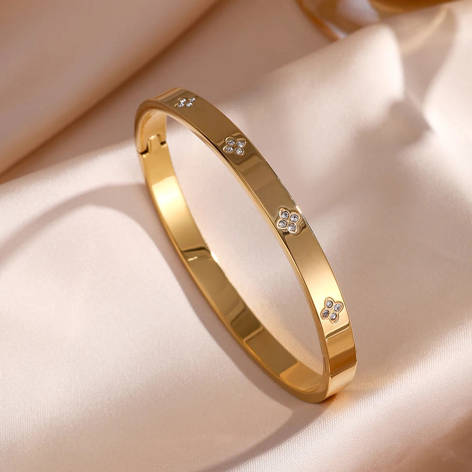 Sparkling Zirconia Stainless Steel Bracelets