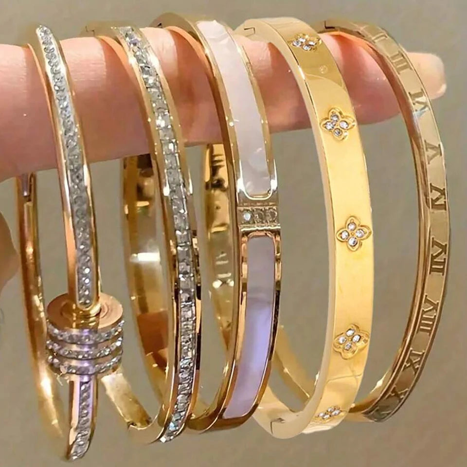 Sparkling Zirconia Stainless Steel Bracelets