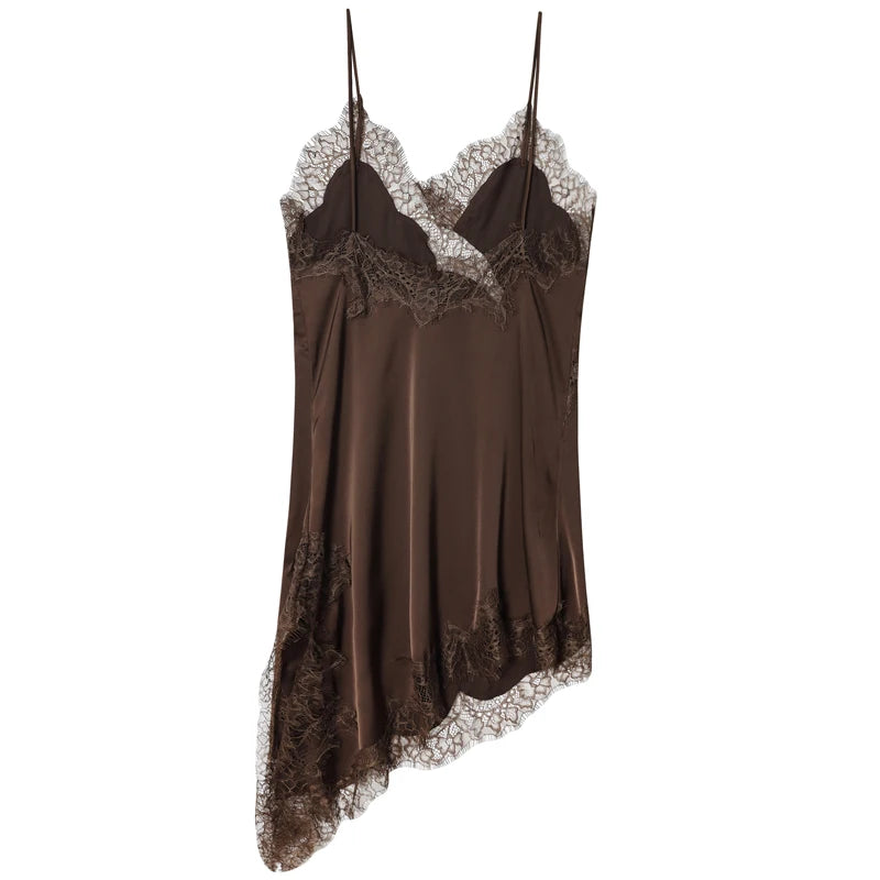 Lace Asymmetric Slip Dress