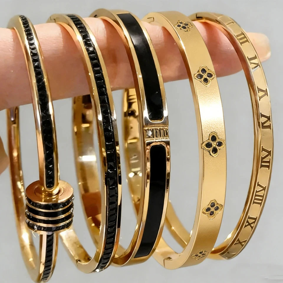 Sparkling Zirconia Stainless Steel Bracelets